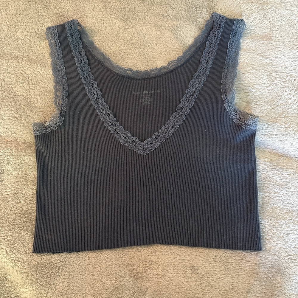 Brandy Melville Blue Lace Trim Tank Top